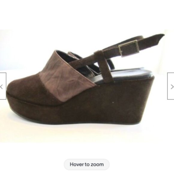 38 8 CORDANI DIONNE brown WEDGE PLATFORM MULES clog SUEDE PUMPS heels SHOES MINT - Picture 4 of 11